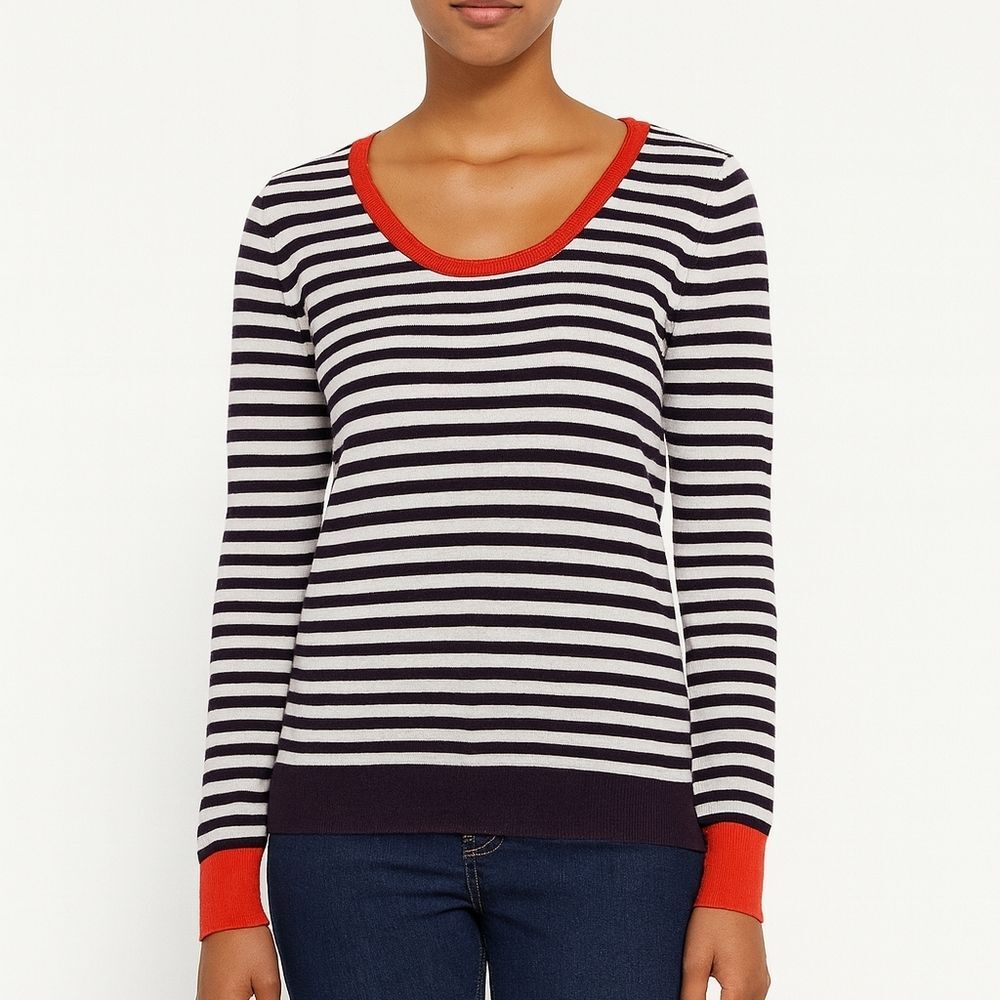 Banana Republic Sweater XS Stripe Scoop Neck Coastal Nautical Sailor Pullover
